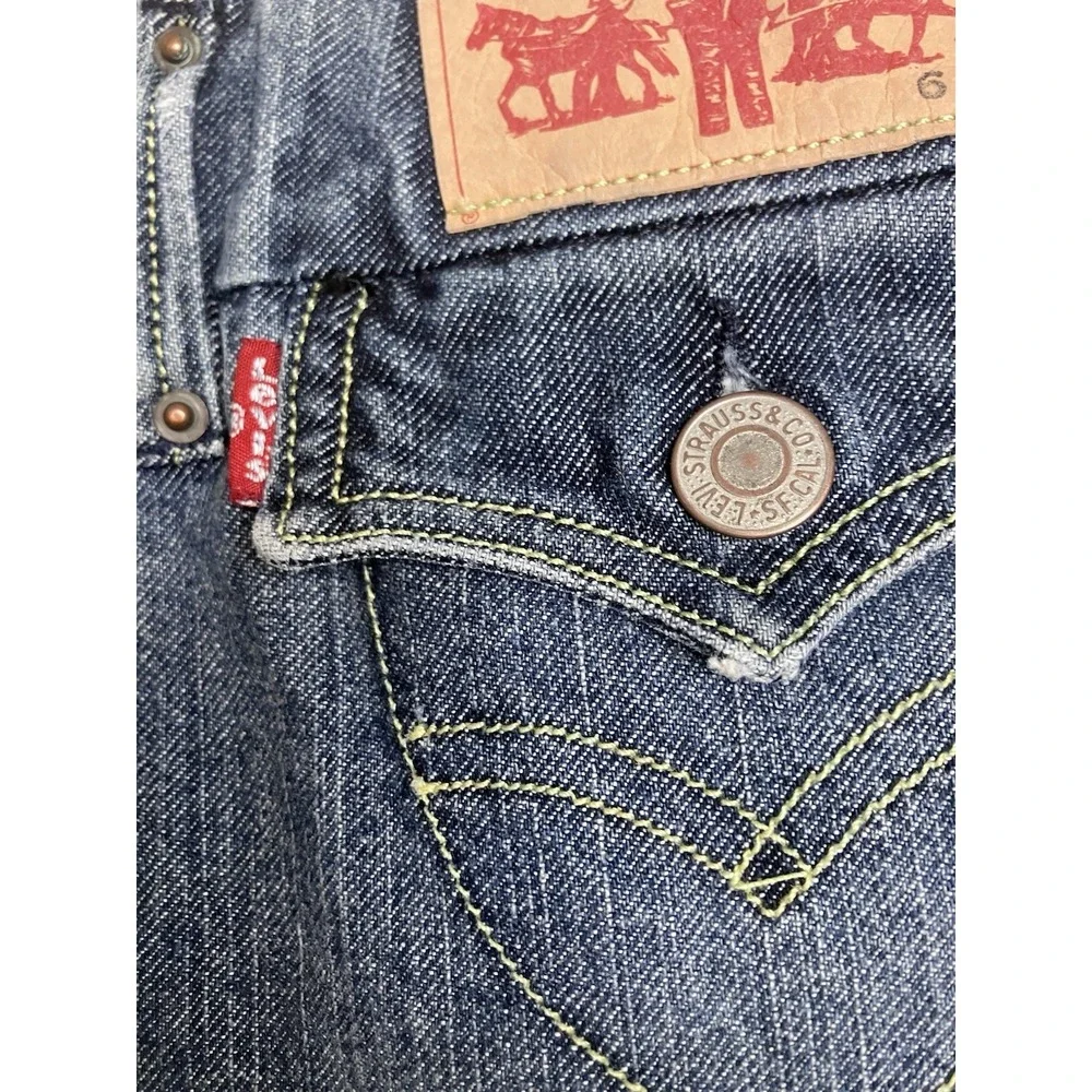Vintage Y2K 2000s Levi's Denim Skirt Girls 6 Ruffle Country Western